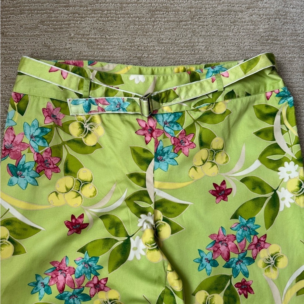 Kate Hill Green Floral Crop Pants, Size 10 - Picture 8 of 11